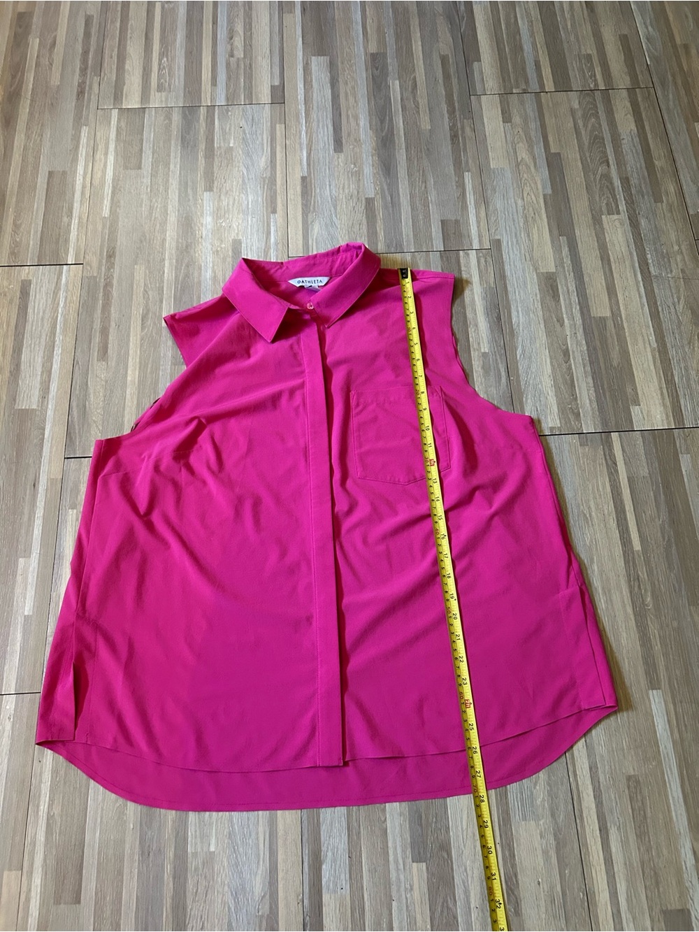 Athleta Everlast Tank Sleeveless Button-Front Blouse in Hot Pink Size XL - Picture 4 of 9